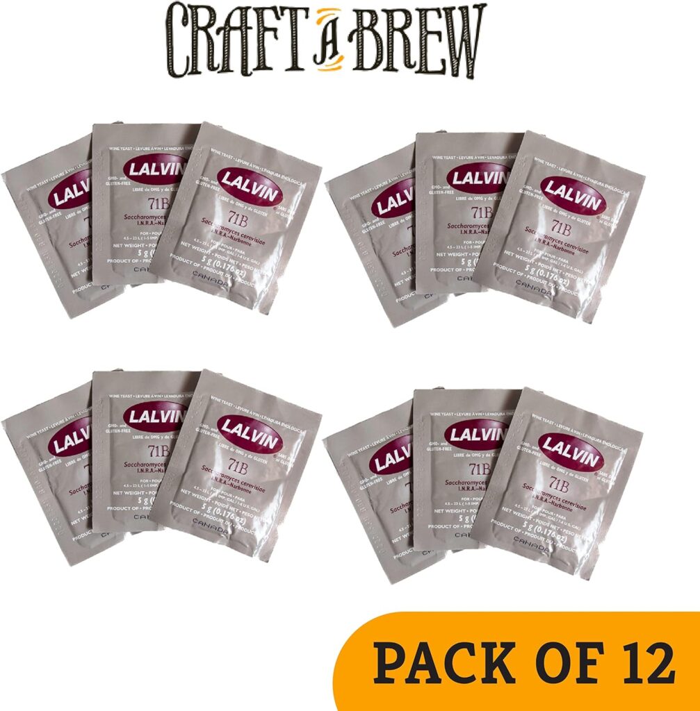 Craft A Brew - Lalvin 71B Wine Yeast - Dry Wine Yeast - For Fruity Wines  Ciders - Ingredients for Home Fermenting - Wine Making Supplies - [12 pack]