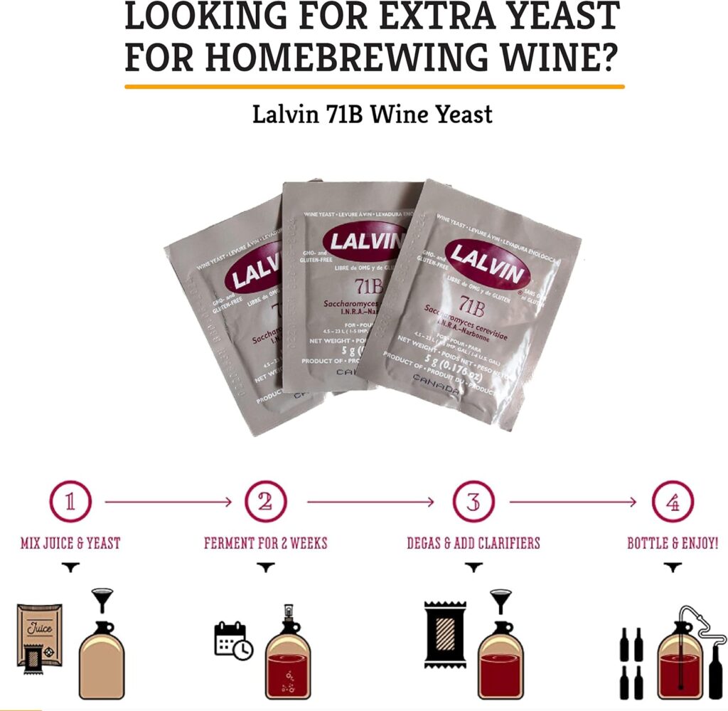 Craft A Brew - Lalvin 71B Wine Yeast - Dry Wine Yeast - For Fruity Wines  Ciders - Ingredients for Home Fermenting - Wine Making Supplies - [12 pack]