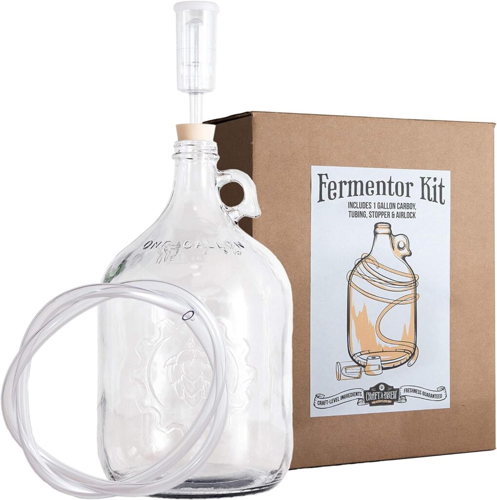Fermentation Jug 1-pack - For Home Brewing - Includes 1 Gallon Glass Fermenter Jugs, Airlocks, and Silicone Stopper