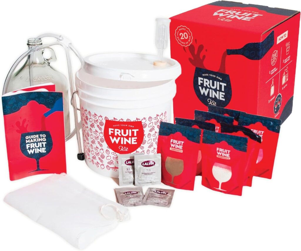 Fruit Wine Making Kit - Easy for Beginners - At Home Wine Making Kit - Includes Ingredients  Reusable Equipment - Use Any Fresh, Frozen or Fruit Juice - Makes Up to 20 1-gallon Batches