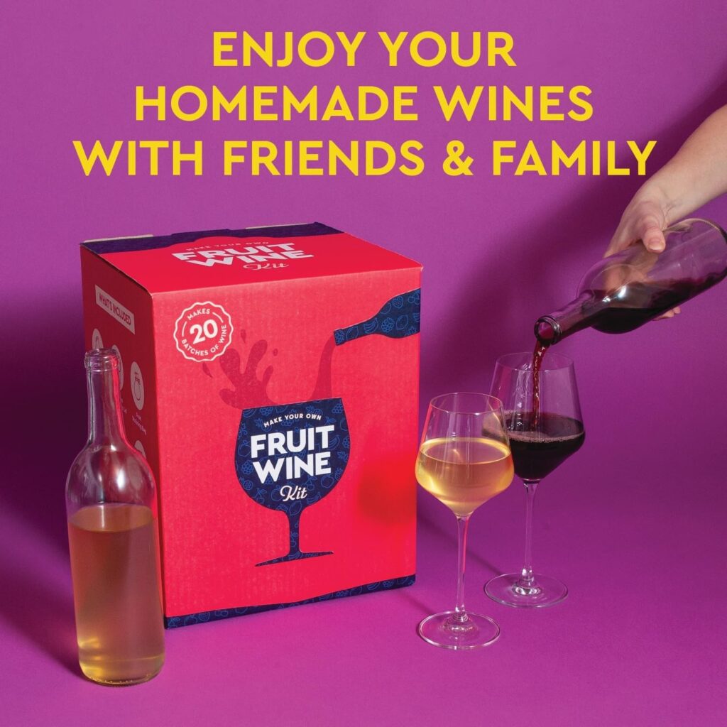Fruit Wine Making Kit - Easy for Beginners - At Home Wine Making Kit - Includes Ingredients  Reusable Equipment - Use Any Fresh, Frozen or Fruit Juice - Makes Up to 20 1-gallon Batches