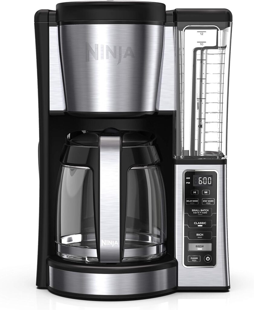 Ninja 12-Cup Programmable Coffee Brewer, 2 Brew Styles, Adjustable Warm Plate, 60oz Water Reservoir, Delay Brew - Black/Stainless Steel