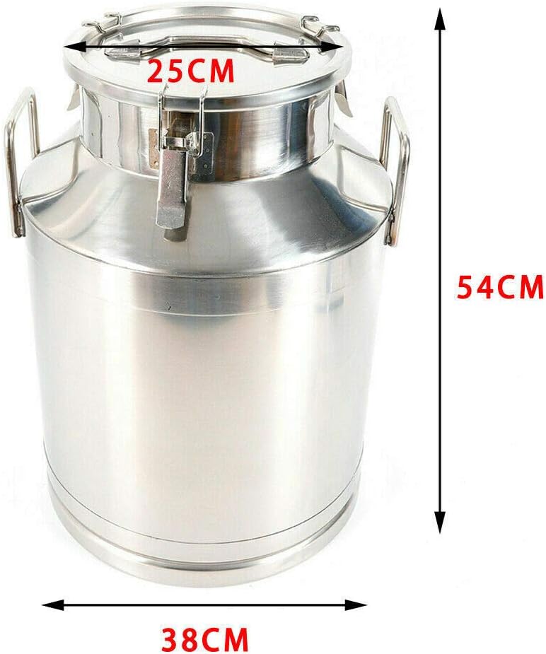 TFCFL 304 Stainless Steel Milk Can 60L/15.85 Gallon Milk Bucket Wine Bucket with Sealed Lid Spigot Option Beer Brewing Pots Kettles Food Jars Canisters Silver (60L/15.85 Gallon)