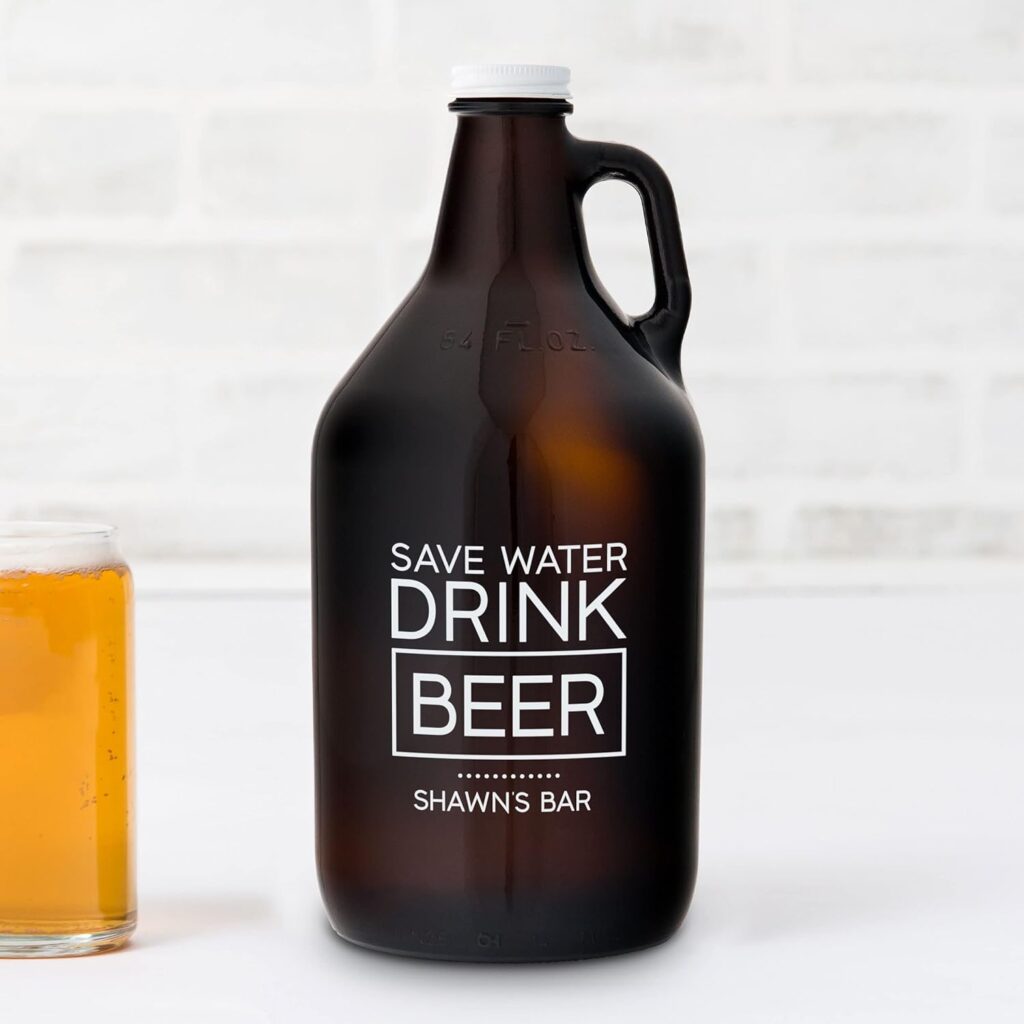 WEDDINGSTAR Custom Amber Glass Beer Growler - Modern Logo Print